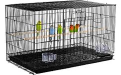 Yaheetech Large Bird Cage Wide Flight Cage Pet Bird Breeding Cage for Small Birds Budgies/Parrots/Cockatiels/Parakeets/Conures/Lovebirds Black