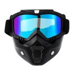 ROMJ Motorcycle Goggle Mask Anti Scratch Uv Protective Face Mask, Bike Riding Goggles With Detachable Adjustable Elastic Strap For Helmet - Rainbow Visor