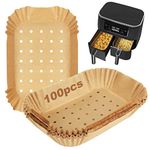 YQL Air Fryer Liners for Ninja Dual,100PCS Perforated Parchment Paper for Air Fryer Disposable Air Fryer Paper Liners AF300UK AF400UK Accessories Compatible with Ninja,Tower,EMtronics Air Fryer