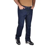 True Face Mens Jeans Denim Regular Fit Trouser Straight Leg Cotton Pants Dark Wash - Fellow 30W / 30L