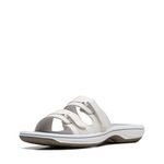 Clarks Women's Breeze Piper Slide Sandal, White Synthetic, 7 Medium US