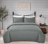 Home Beyond & HB design - 2-Piece Bedspread Quilt Set Twin Size, 1 Quilt and 1 Pillow Sham, Soft Lightweight Microfiber Coverlet Set for All Season, Dark Grey