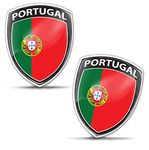 Biomar Labs® 2 x 3D Domed Silicone Stickers Decals Car Motorcycle Window Phone Laptop National Portugal Portuguese Flag F 149