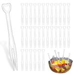 Disposable Plastic Fork, 500 Pcs Clear Fruit Forks Cake Forks Dessert Cocktail Forks Heart Shaped Fruit Forks, Perfect for Party Picnic BBQ Home Restaurant Dinner Dessert Birthday Wedding Supplies