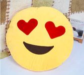 Naturex Smiley Emoji Pillow Cushion Stuffed Plush Naughty & Flying Kiss for Sofa Bed Home Office Car Decoration Birthday Gift (35cm Long)