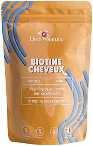 DIETI NATURA - Biotine Vitamine B8 - Fortifiant Ongles & Cheveux - Croissance Cheveux - Sans OGM & Sans Gluten - Vegan - Cure Cheveux - Fabriqué En France - 120 Gélules