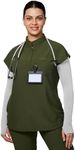 Kitmaz Medical Scrub Tops for Women - Soft Stretch Mandarin Collar Oversized Fit Scrub Shirts with 3 Pockets