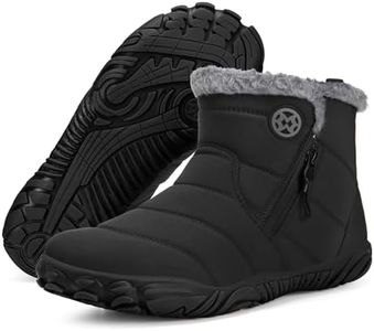 Hsyooes Minimalist Barefoot Boots for Mens Womens Winter Snow Boots Warm Fur Lined Shoes Zero Drop Slip on Ankle Outdoor Booties Wide Width,46 Black