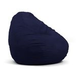 Big Joe Lotus Foam Filled Teardrop Bean Bag Chair with Removable Cover, Navy Plush, 4ft Big