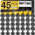 DIYMAG Black Magnetic Utility Hooks, 25Lbs Strong Rare Earth Neodymium Magnet Hooks with Nickel Coating for Kitchen, Cruise, Classroom, Workplace, Office and Garage etc, 45 Packs
