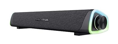 Trust Gaming GXT 620 Axon RGB Illuminated Soundbar 12W, USB Powered, 3.5mm AUX, PC Speaker for Computer, Laptop, Smartphone, Tablet, TV - Black