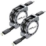 USB C to Retractable Lightning Cable 4FT, 2Pack [MFi Certified] iPhone 14/13/12/11 Fast Charging Cord Type C iPhone Charger Cable for iPhone 14 13 12 11 Pro Max/Pro/Mini Xs Xr X 8 Plus 8 7 6s 6 5 se