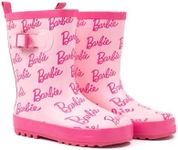 Barbie Wellies For Girls | Kids Pink Glitter Doll Logo All Over Print Rain Wellington Boots | Water Resistant Walking Shoes