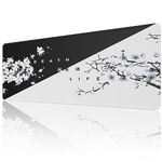 ETZ Black and White Japanese Cherry Tree Blosson Mouse Pad (31.5 × 11.8 × 0.12 inch) Extended Large Mouse Mat Desk Pad, Stitched Edges Mousepad,Non-Slip Rubber Base,Gaming Mouse Pad XL.