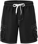 donhobo Mens Beach Shorts Swimming Trunks Quick Dry Swim Suits for Board Bathing Casual Surfing Pants with Pocket (Black,3XL)