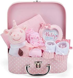 Baby Box Shop Newborn Baby Girl Gifts - 7 Baby Gifts Including Baby Essentials for Newborn Girl, Baby Girl Hamper, Baby Shower Gifts Girl - New Born Baby Gifts Girl, Welcome Gifts Baby Wishlist - Pink