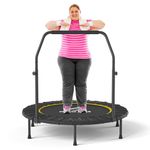 CLORIS 40''/48'' Foldable Fitness Trampoline - Max Load 400lbs / 450lbs, Rebounder with Adjustable Foam Handle Indoor/Outdoor Fitness Body Exercise (40'' Yellow-2)