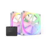 NZXT F140 RGB Fans - RF-R14DF-W1 - Advanced RGB Lighting Customization - Whisper Quiet Cooling - Twin (RGB Fan & Controller Included) - 140mm Fan - White