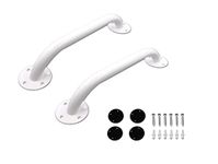 PEPE - Grab Rails for Bathroom 12" (x2 Units), Shower Handles for Elderly, Toilet Grab Handles for Disabled, Hand Rails for Bathrooms, Bath Grab Bar for Shower, Epoxy Steel, Bathroom Grab Rails White