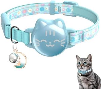 AirTag Cat Collar Breakaway, Reflective Cat Collar Compatible with Apple AirTag 1st & 2nd Gen, Hidden Holder with Bell, Lightweight Water-Resistant Strap for Cats, AirTag Not Included