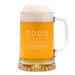 Dust and Things Engraved Tankard - 2003 Year of The Legend Design - 21st Birthday Gifts for Men - 20oz Glass Stein