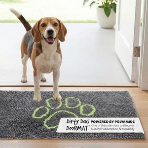 Dog Gone Smart Dirty Dog Fußmatte – schnell trocknender Teppich mit super griffiger Rückseite für saubere Böden – super saugfähige und maschinenwaschbare Matte für schlammige Pfoten – kühles Grau