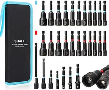 SHALL Juego de destornilladores de tuerca magnética de 29 piezas, broca de destornillador de impacto de 1/4 "vástago hexagonal, adaptadores de dados de impacto, portabrocas