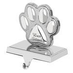 Dog Paw Christmas Stocking Holder, 3D Silver Metal Mantel Pet Paw Stocking Hanger for Christmas Fireplace Mantel Decorations Christmas Holiday Supplies