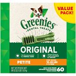 GREENIES Adult Dog Treats Original PETITE Natural Dental Care, (60 Treats) 36oz. Pack