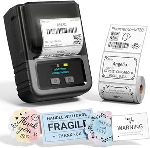 Phomemo M120 Label Maker - Portable Thermal Printer Bluetooth Thermal Label Machine 2 Inch 50mm with Label Tapes for Retail, QR Code, Small Business, Compatible with Android, iOS & PC, Black