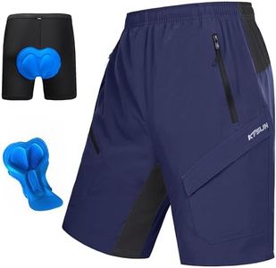 Men's Mountain Bike Shorts 3D Padded Baggy Bicycle Riding Cycling Shorts Quick Dry Lightweight Biking Shorts(Navy L)
