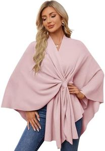 PULI Women's Elegant Shawl Wraps Soft Open Front Poncho Sweater for Spring Fall Winter pink
