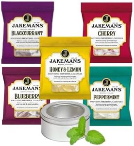 Jakemans Throat Lozenges Menthol Sweets 5-Pack Bundle - TinTastic Silver Window Refillable Lid Travel Tin - Cough Relief with Soothing Delicious Flavours