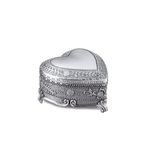 Feyarl Vintage Jewelry Box Heart Shape Engraved Trinket Box Ring Earrings Treasure Organizer Box Christmas Brithday Gift, Zinc