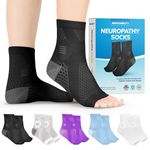 BraceAbility Neuropathy Socks for Women and Men - Toeless Compression Foot Neuropathy Socks, Peripheral Neuropathy Socks, Diabetic Neuropathy Socks, Arthritis Socks (L - Black)