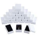 NBEADS 24 Pcs White Texture Cardboard Jewelry Boxes, 8.1x5.1cm Paper Gift Box Cardboard Packaging Box with Black Sponge Inside for Necklaces Earrings Ring pendants Bracelet Gift Jewelry Display