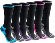 Dickies Women's Dritech Advanced Moisture Wicking Crew Sock (6/12 Packs), Black Bright (6 Pairs), 6-9