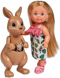 Simba Evi Love Kangaroo/Doll in a Cute Dress with Kangaroo/Mother and Baby/with Cute Function/Try-me / 12 cm/for Children from 3 Years