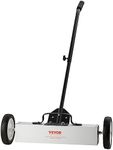 VEVOR 45Lbs Rolling Magnetic Sweeper with Wheels, Push-Type Magnetic Pick Up Sweeper, 18-inch Large Magnet Pickup Lawn Sweeper, Magnet with Telescoping Handle, Easy Cleanup of Workshop Garage Yard