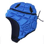 Kids Youth Adjustable Rugby Helmet Soft Padded Football Headgear Anticollision Cap with Chin Strap Soccer Head Protector Cap Football Hockey Headguard Protective Headgear