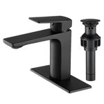 VOTON Black Bathroom Faucet Single Handle Bathroom Faucets for Sink 1 Hole Rv Lavatory Vanity Faucet with Pop-up Drain and Water Supply Lines