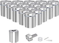 Osring 1 x 1 Inch Sign Standoffs Mounting Hardware 16 Pack, Wall Standoff Holder Stainless Steel Glass Standoffs Screw for Displaying Acrylic Board and Signage, Silver