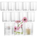 SUPMIND 12Pcs Glass Cylinder Vase for Centerpieces Clear Glass Flower Vases Bulk, Glass Hurricane Candle Holder Small 4 Inch Floral Vases for Table, Floating Candle Vases for Wedding Home Décor