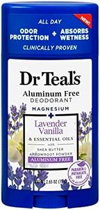 Dr Teal's Aluminum Free Deodorant Stick For Unisex Magnesium + Lavender Vanilla & Essential Oils, 75g | Paraben & Phthalate Free Roll On for Odour Protection & Absorbs Wetness | Pack of 1