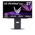 LG UltraGear OLED GX7 Gaming Monitor 27GX700A-B – QHD 1440p, 4 stack WOLED, 27 inch, 280Hz, 0.03ms, 335-1500nits, AMD FreeSync Premium Pro, ClearMR 13000, HDR 500, Delta E ≤ 2, DP, HDMI 2.1, Black