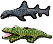 TUFFY - World's Tuffest Soft Dog Toy - Ocean Alligator-Squeakers - Multiple Layers. Made Durable, Strong & Tough. Interactive Play (Tug, Toss & Fetch). Machine Washable & Floats. (Combo Pack)