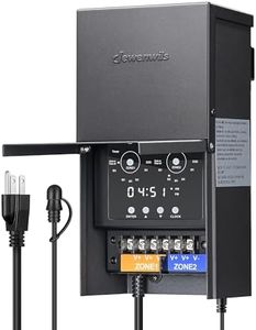 DEWENWILS 200W Low Voltage Landscape Transformer with 2 Zones, 120V AC to 12V DC, Low Voltage Transformer with LED Screen, Photocell Sensor & Timer, Outdoor Metal Shell for Spotlight Steplight