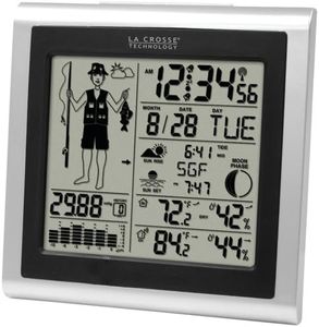 La Crosse Technology 308-1451 Atomic Forecast Station with Fisherman Icon, In/Out Temperature, Humdity, Barometer, Sunrise/Sunset, Dual Alarms