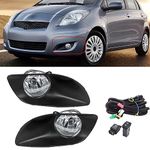 munirater 1Pair of Fog Lights RH & LH Replacement for 2007-2011 Yaris 4Door Clear Fog Lamps +Switch Kit