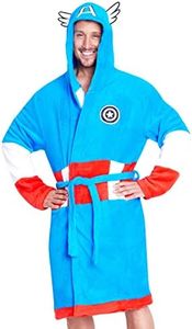Marvel Bata Hombre Invierno - Bata de Casa Polar Superheroes (M, Azul Captain America)